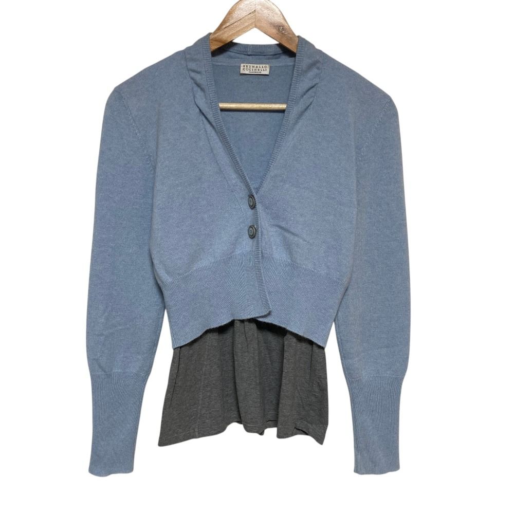 Brunello Cucinelli Cashmere Digan Top Ensemble L M Blue
