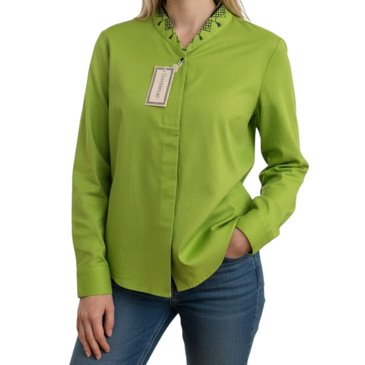 Versace Gianni Shirt Blouse Long Sleeve Green 38