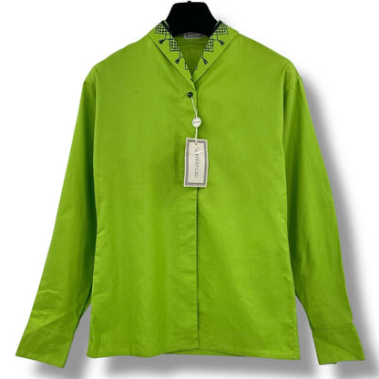 Versace Gianni Shirt Blouse Long Sleeve Green 38 — view 3