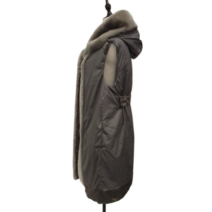 Max Mara the Cube Fur Trim Reversible Down Long Vest 38 Gray — view 6