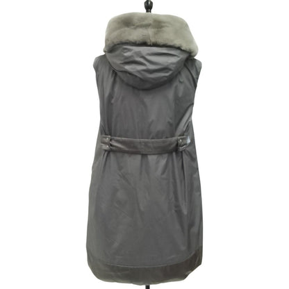 Max Mara the Cube Fur Trim Reversible Down Long Vest 38 Gray — view 7