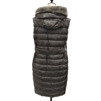 Max Mara the Cube Fur Trim Reversible Down Long Vest 38 Gray — view 3