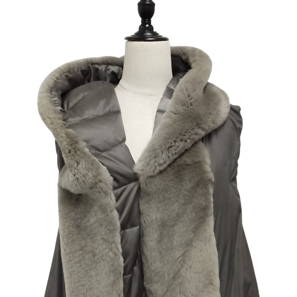 Max Mara the Cube Fur Trim Reversible Down Long Vest 38 Gray — view 9