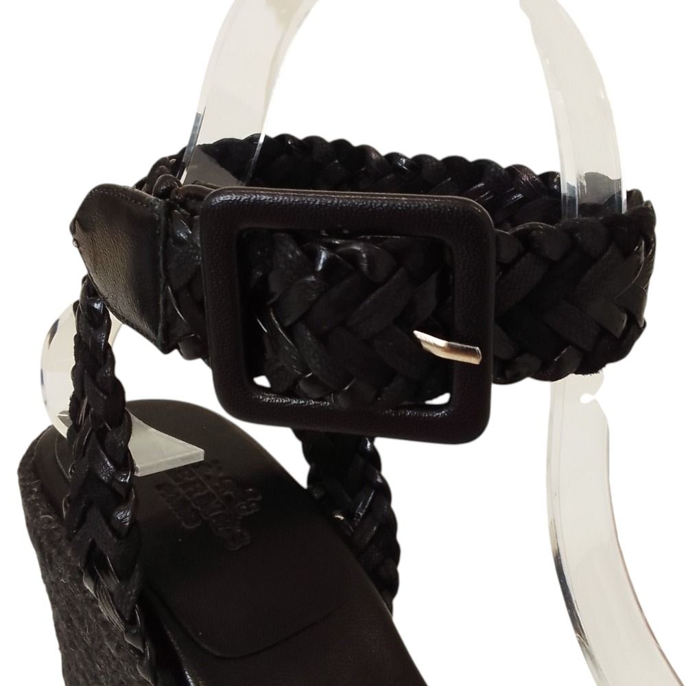Hermes Espadrilles Braided Wedge Sole Sandals 35 Black — view 6
