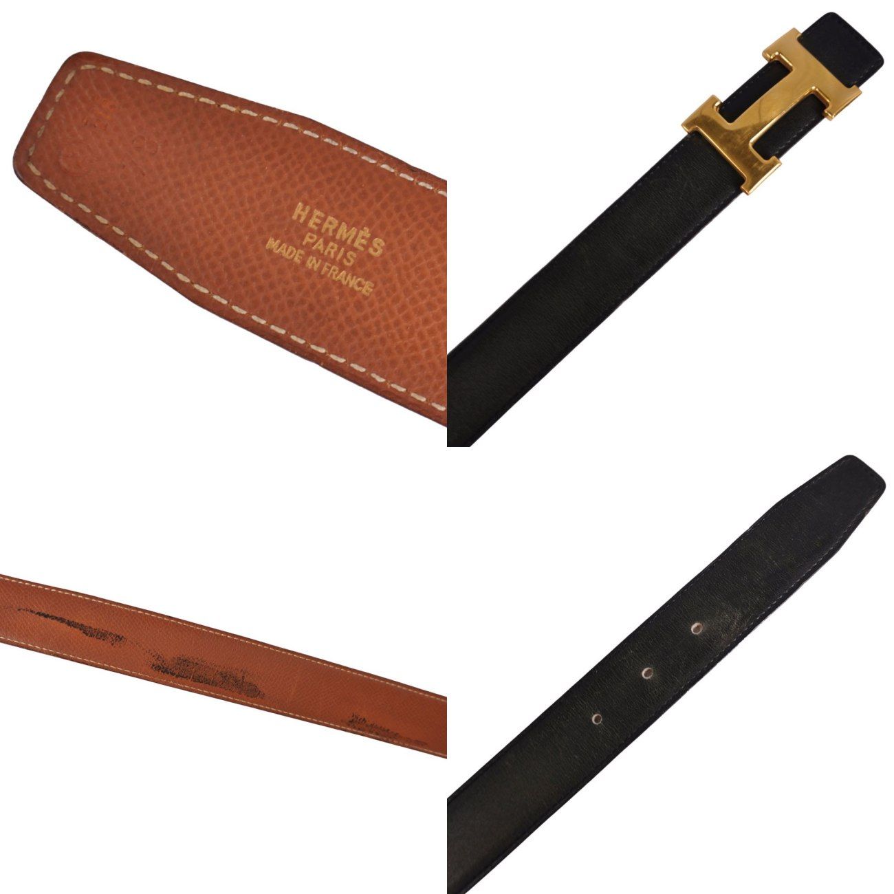 Hermes Vintage 96 Belt Leather Logo — view 5