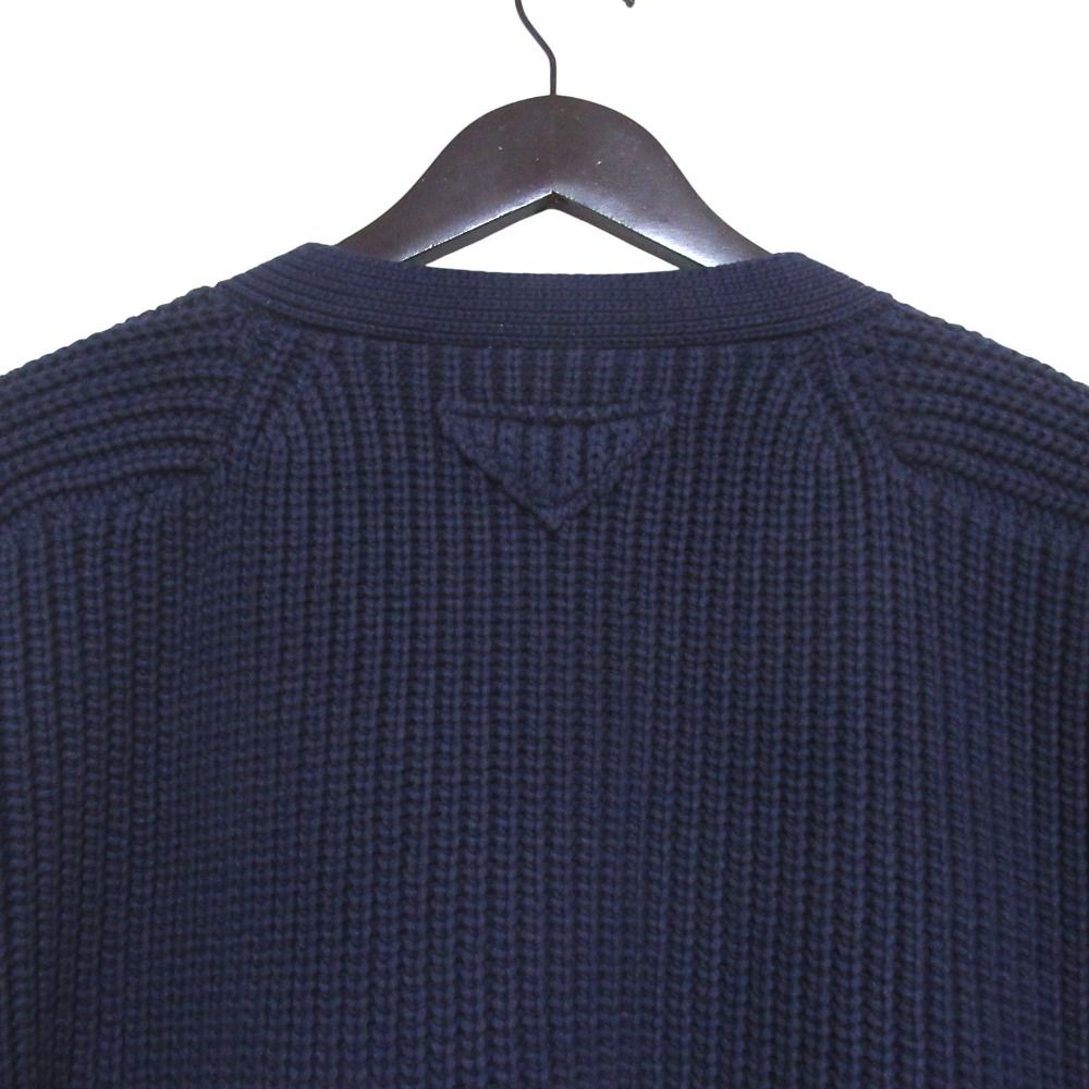 Prada Neck Cotton Knit Cardigan 38 Navy — view 4