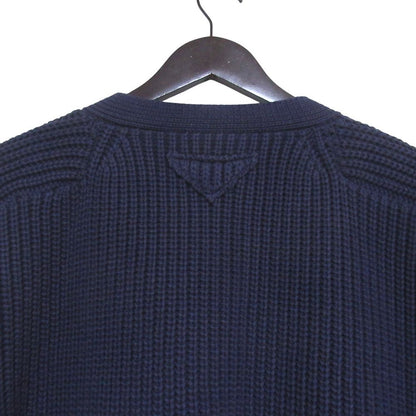 Prada Neck Cotton Knit Cardigan 38 Navy — view 4