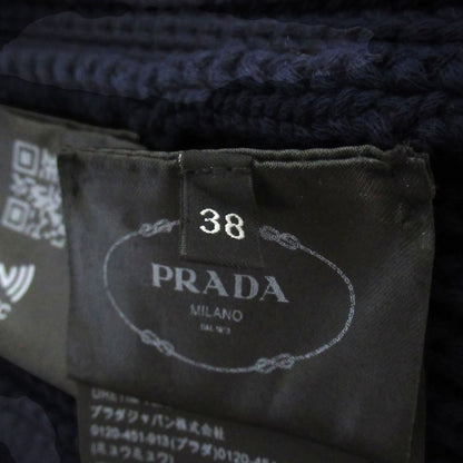 Prada Neck Cotton Knit Cardigan 38 Navy — view 5