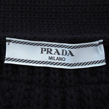 Prada Neck Cotton Knit Cardigan 38 Navy — view 9