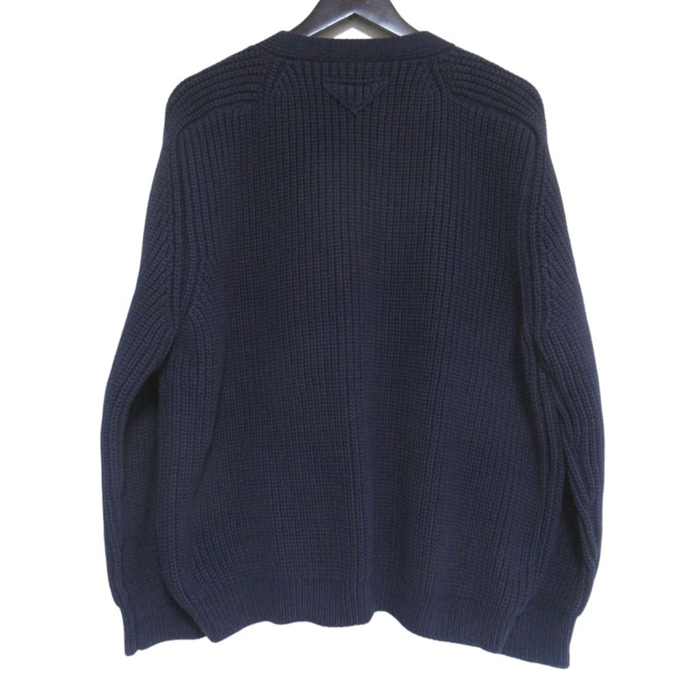 Prada Neck Cotton Knit Cardigan 38 Navy — view 2