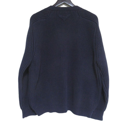 Prada Neck Cotton Knit Cardigan 38 Navy — view 2