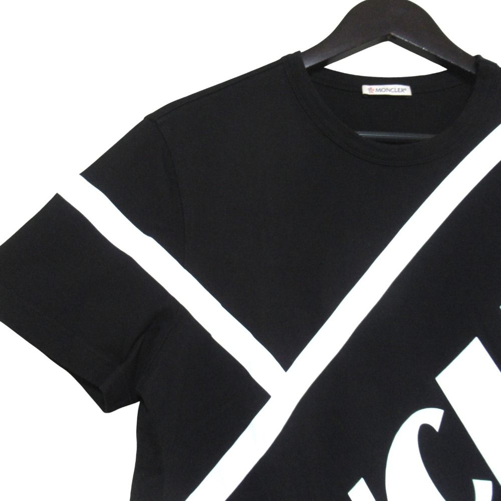 Moncler Maglia T-Shirt Front Logo Print Short Sleeve M Black White — view 3