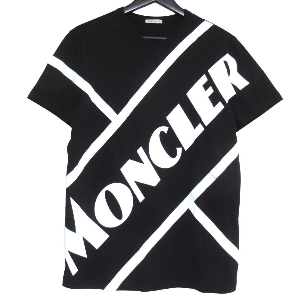 Moncler Maglia T-Shirt Front Logo Print Short Sleeve M Black White