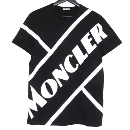 Moncler Maglia T-Shirt Front Logo Print Short Sleeve M Black White