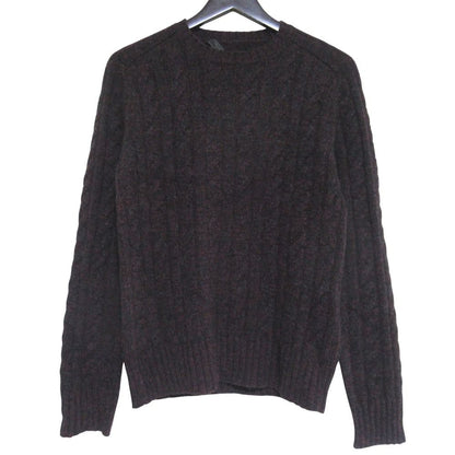 Prada Wool Cashmere Melange Long Sleeve Cable Knit Mixed Sweater 48 Bordeaux