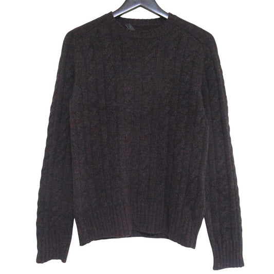 Prada Wool Cashmere Melange Long Sleeve Cable Knit Mixed Sweater 48 Bordeaux