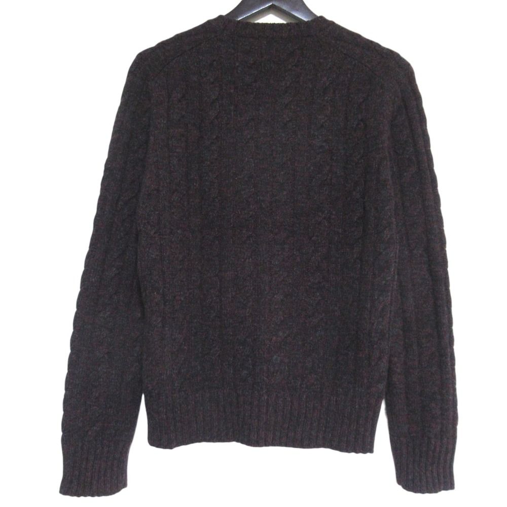 Prada Wool Cashmere Melange Long Sleeve Cable Knit Mixed Sweater 48 Bordeaux — view 2