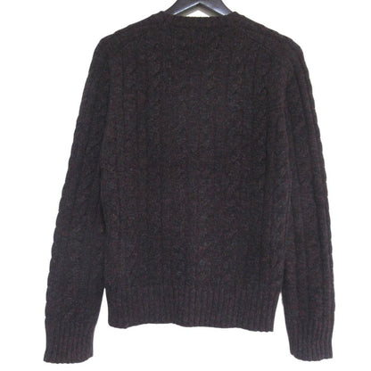 Prada Wool Cashmere Melange Long Sleeve Cable Knit Mixed Sweater 48 Bordeaux — view 2