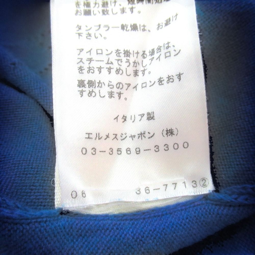 Hermes Cotton Silk French Sleeve High Gauge Knit Top 38 Blue Sweater — view 7