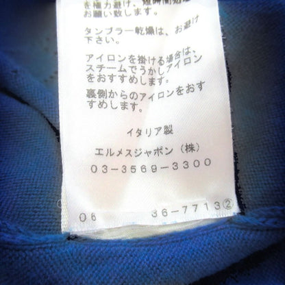 Hermes Cotton Silk French Sleeve High Gauge Knit Top 38 Blue Sweater — view 7