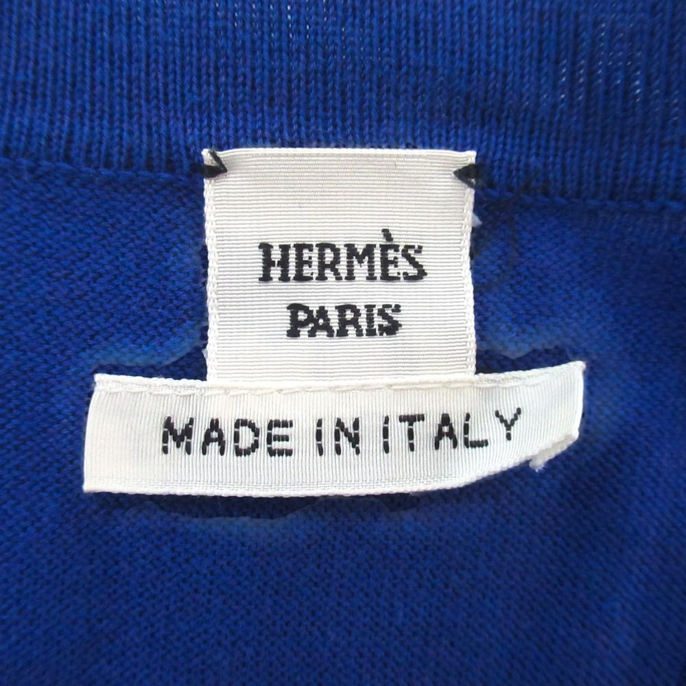 Hermes Cotton Silk French Sleeve High Gauge Knit Top 38 Blue Sweater — view 8