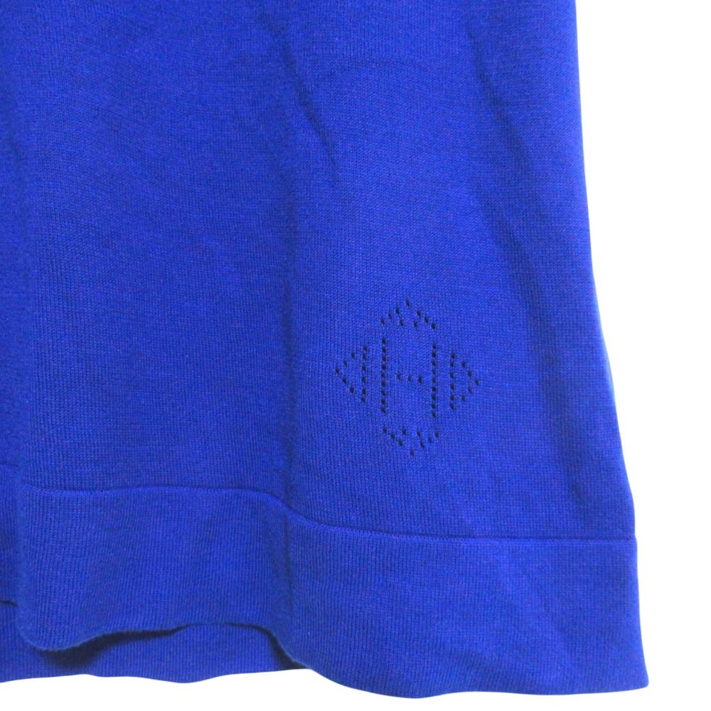 Hermes Cotton Silk French Sleeve High Gauge Knit Top 38 Blue Sweater — view 4