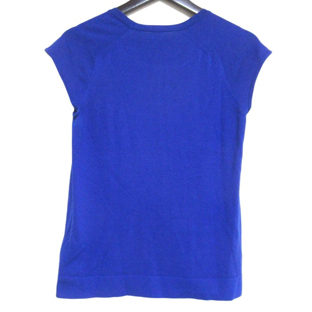 Hermes Cotton Silk French Sleeve High Gauge Knit Top 38 Blue Sweater — view 2