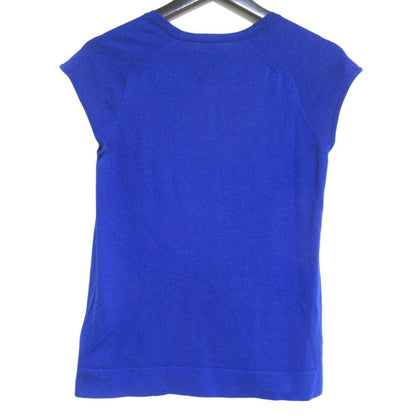 Hermes Cotton Silk French Sleeve High Gauge Knit Top 38 Blue Sweater — view 2