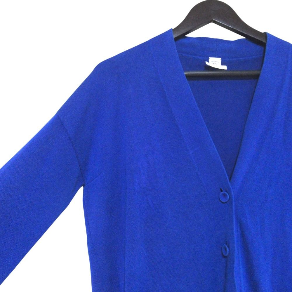 Hermes Cotton Silk High Gee Neck Long Sleeve Knit Cardigan 36 Blue — view 3