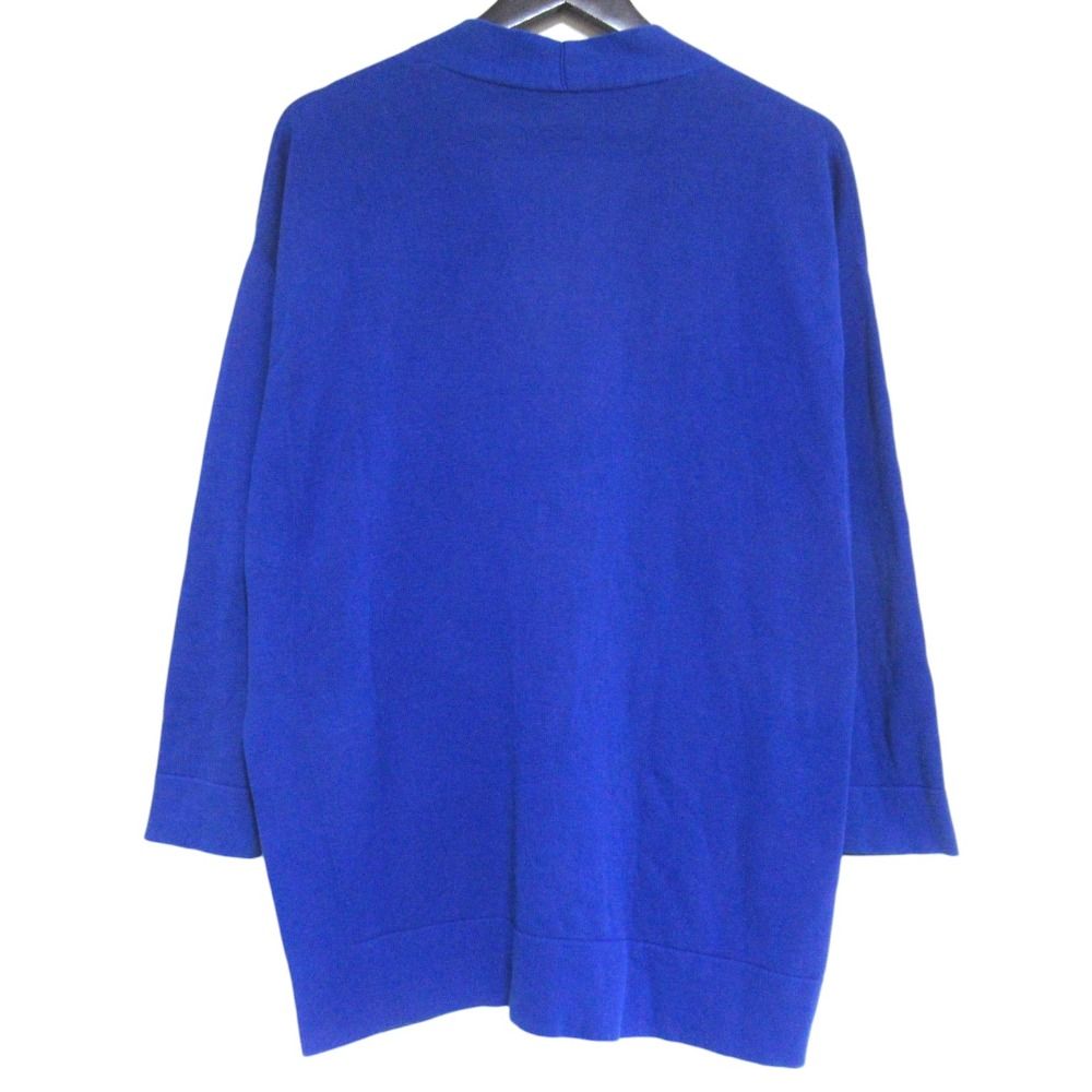 Hermes Cotton Silk High Gee Neck Long Sleeve Knit Cardigan 36 Blue — view 2