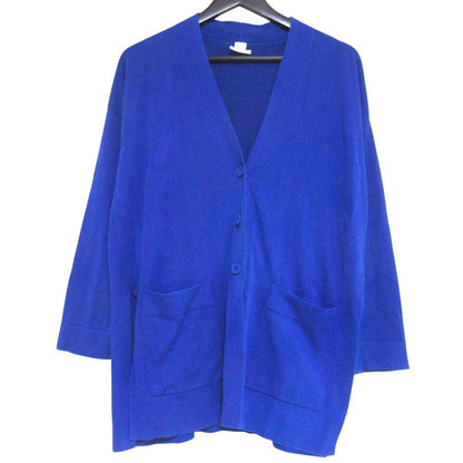 Hermes Cotton Silk High Gee Neck Long Sleeve Knit Cardigan 36 Blue