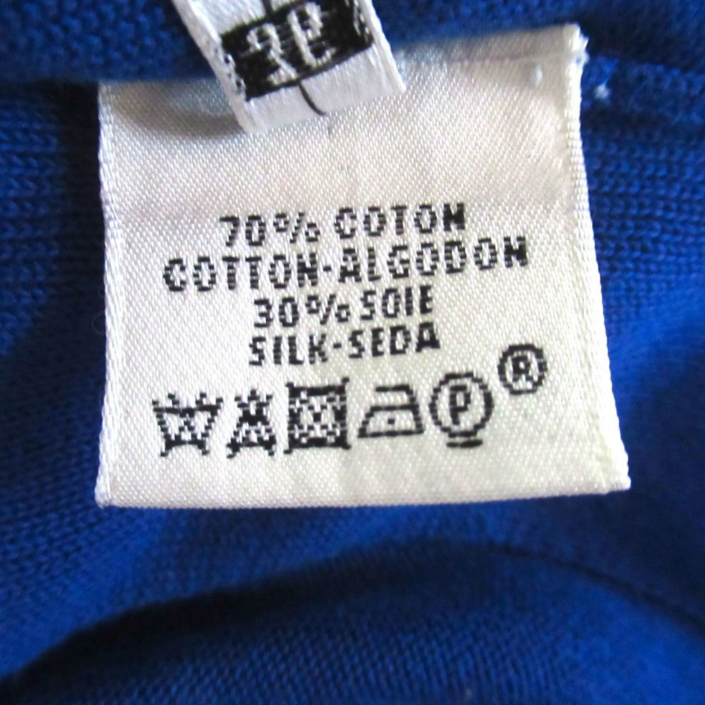 Hermes Cotton Silk High Gee Neck Long Sleeve Knit Cardigan 36 Blue — view 9