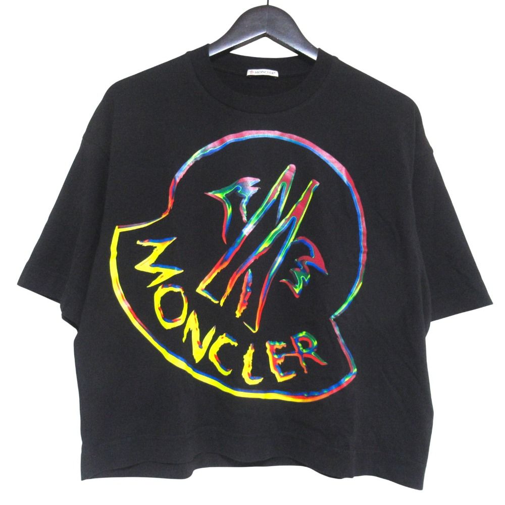 Moncler Maglia Maniche Corte Logo Print Cropped Short Sleeve T-Shirt XS Black