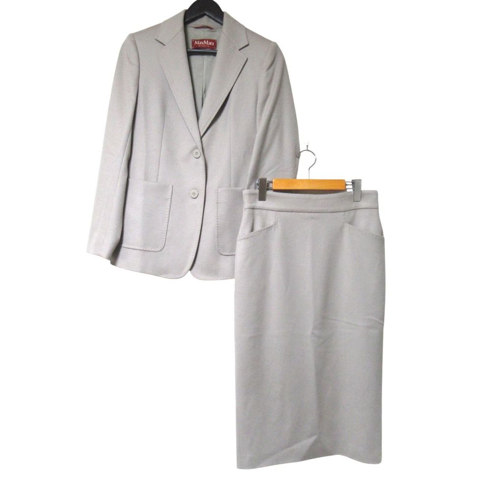 Max Mara Maxmara Studio Wool Jacket Skirt Suit Set 38 42 Gray