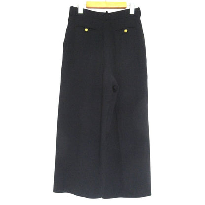Chanel Vintage CC Logo Button Two Tuck Wide Pants Black — view 2