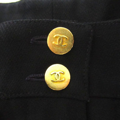 Chanel Vintage CC Logo Button Two Tuck Wide Pants Black — view 5