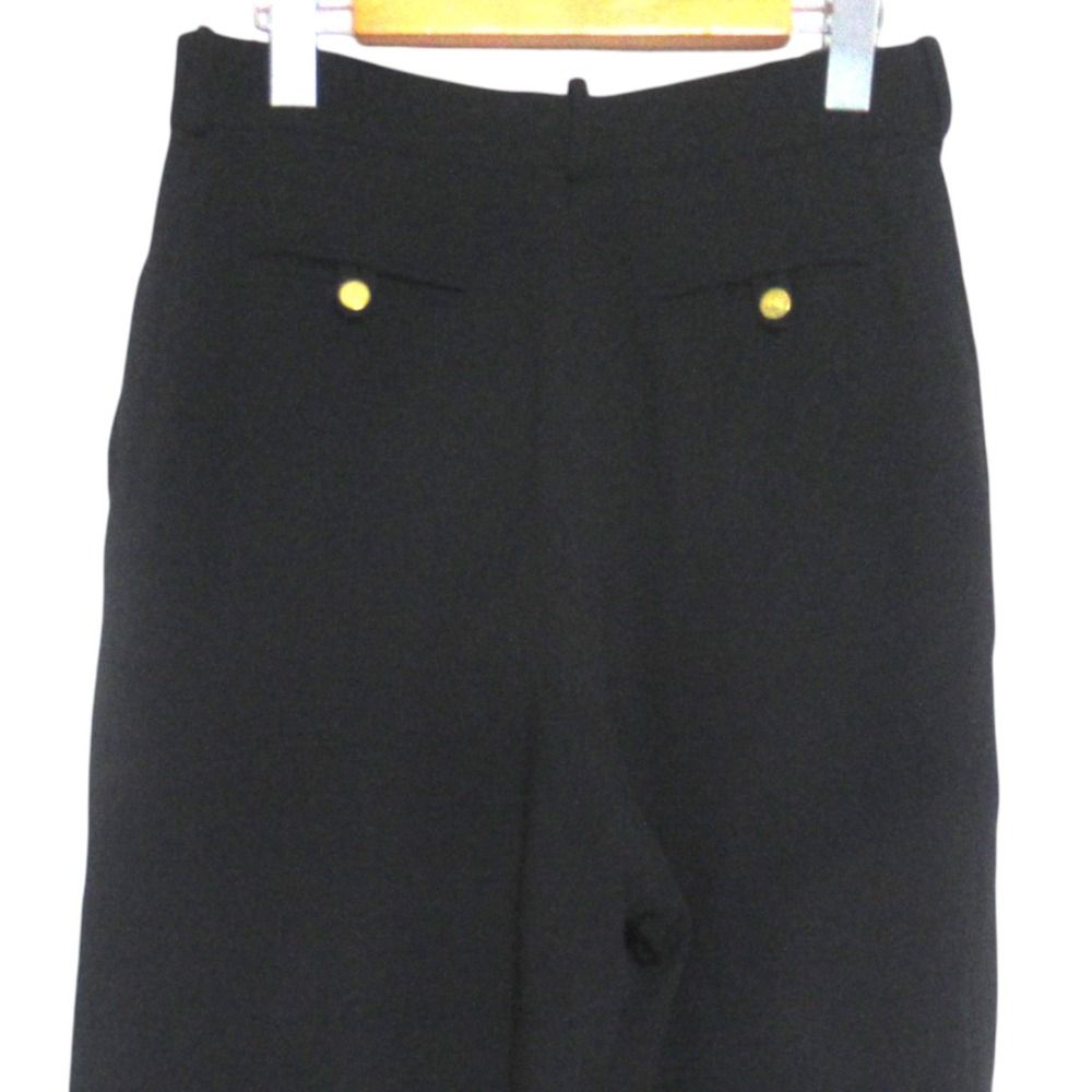Chanel Vintage CC Logo Button Two Tuck Wide Pants Black — view 4
