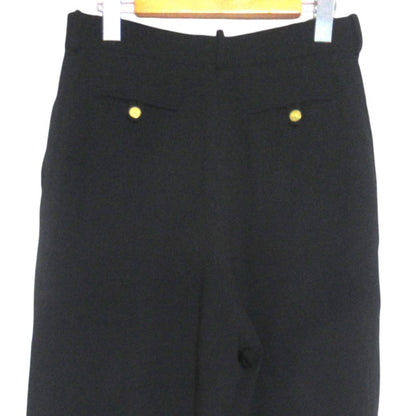 Chanel Vintage CC Logo Button Two Tuck Wide Pants Black — view 4