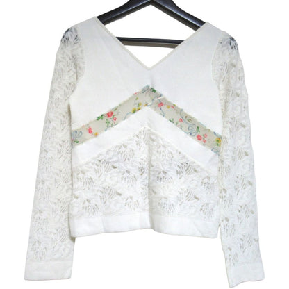 Dior Galiano Era Lace Chiffon Back Chien Knit Top Ivory Sweater