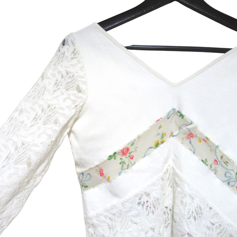Dior Galiano Era Lace Chiffon Back Chien Knit Top Ivory Sweater — view 3