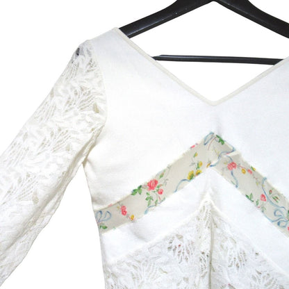 Dior Galiano Era Lace Chiffon Back Chien Knit Top Ivory Sweater — view 3