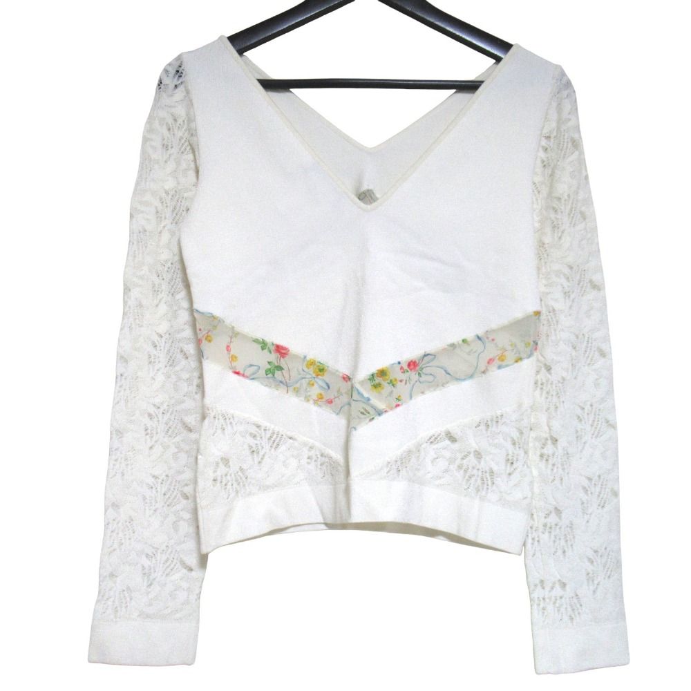 Dior Galiano Era Lace Chiffon Back Chien Knit Top Ivory Sweater — view 2