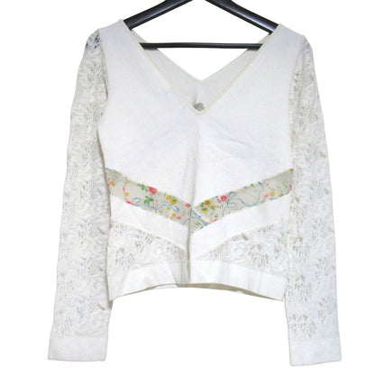 Dior Galiano Era Lace Chiffon Back Chien Knit Top Ivory Sweater — view 2