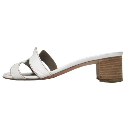 Hermes Oasis Motif Leather Sandals 38 White — view 2