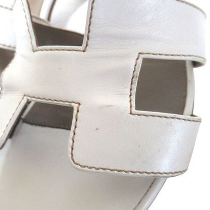 Hermes Oasis Motif Leather Sandals 38 White — view 5
