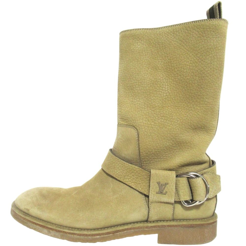 Louis Vuitton LV Logo Ring Leather Engineer Boots 8 Sand Beige — view 2