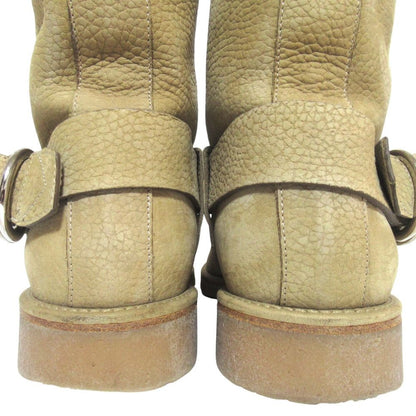 Louis Vuitton LV Logo Ring Leather Engineer Boots 8 Sand Beige