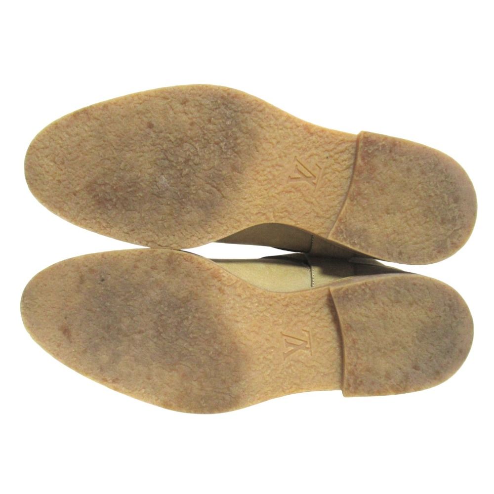 Louis Vuitton LV Logo Ring Leather Engineer Boots 8 Sand Beige