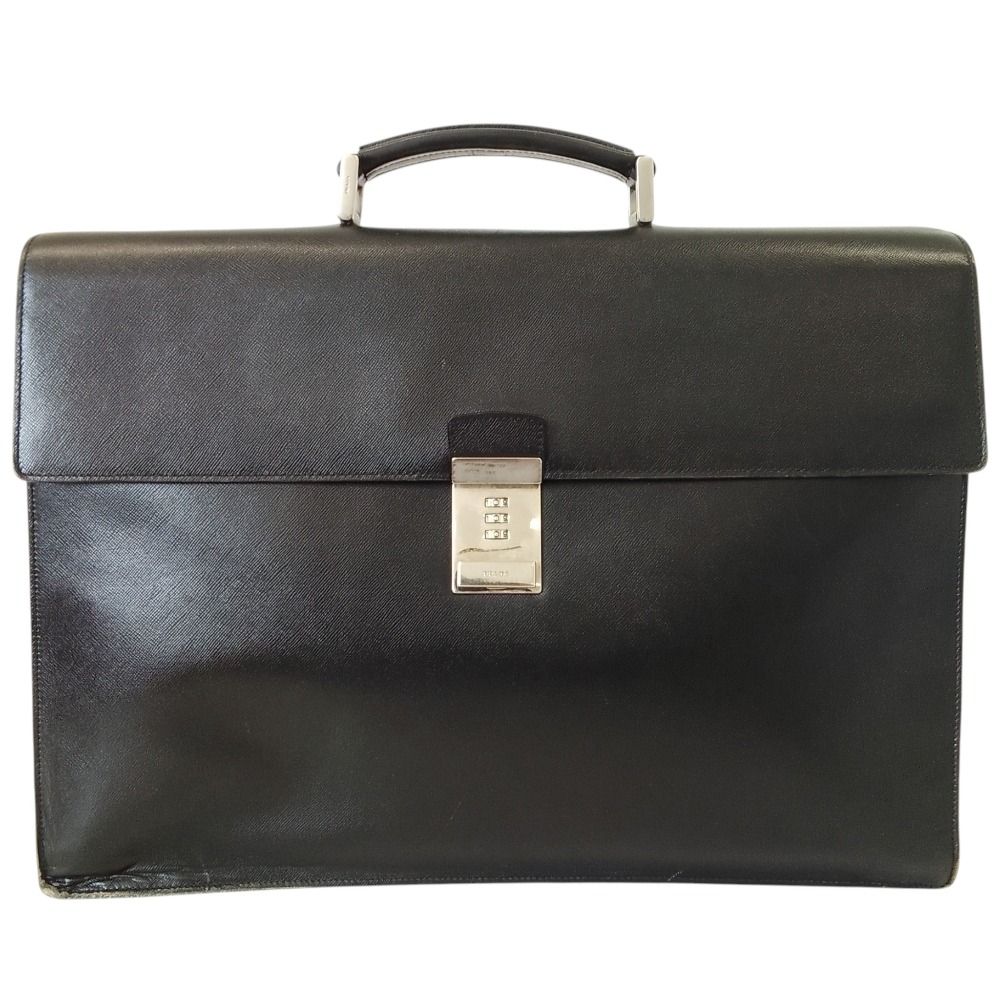 Prada Saffiano Leather Briefcase Business Black