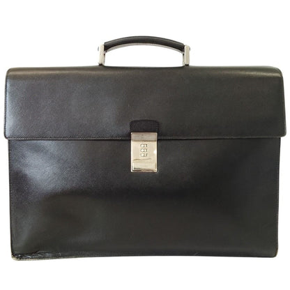 Prada Saffiano Leather Briefcase Business Black